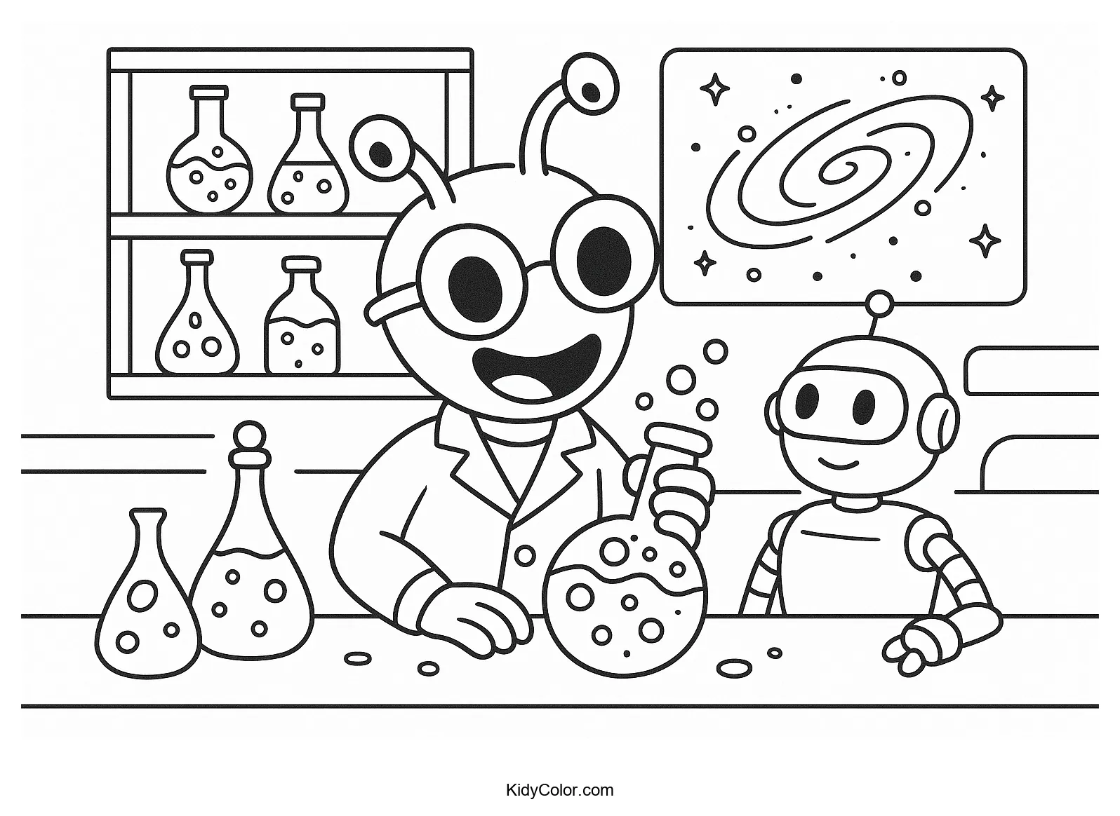 Alien scientist in a futuristic lab