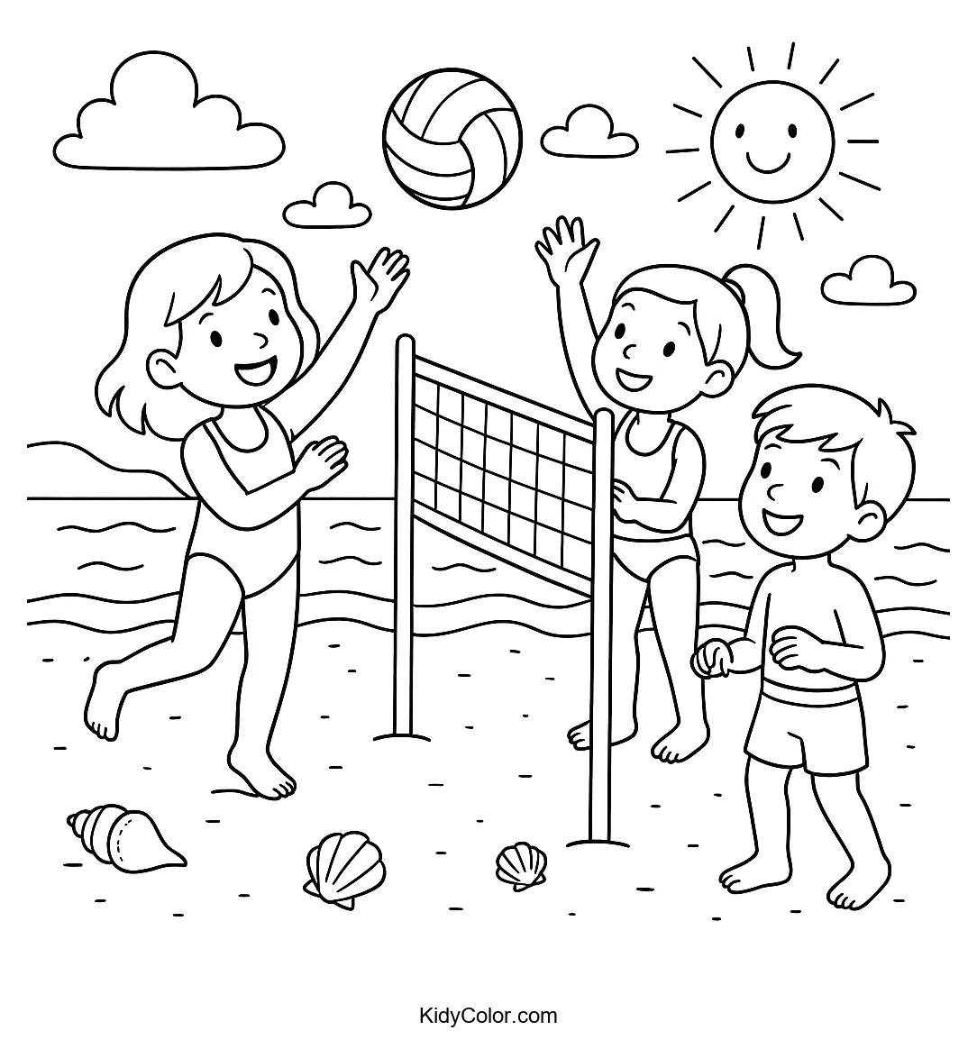 Beach volleyball players on a sunny day