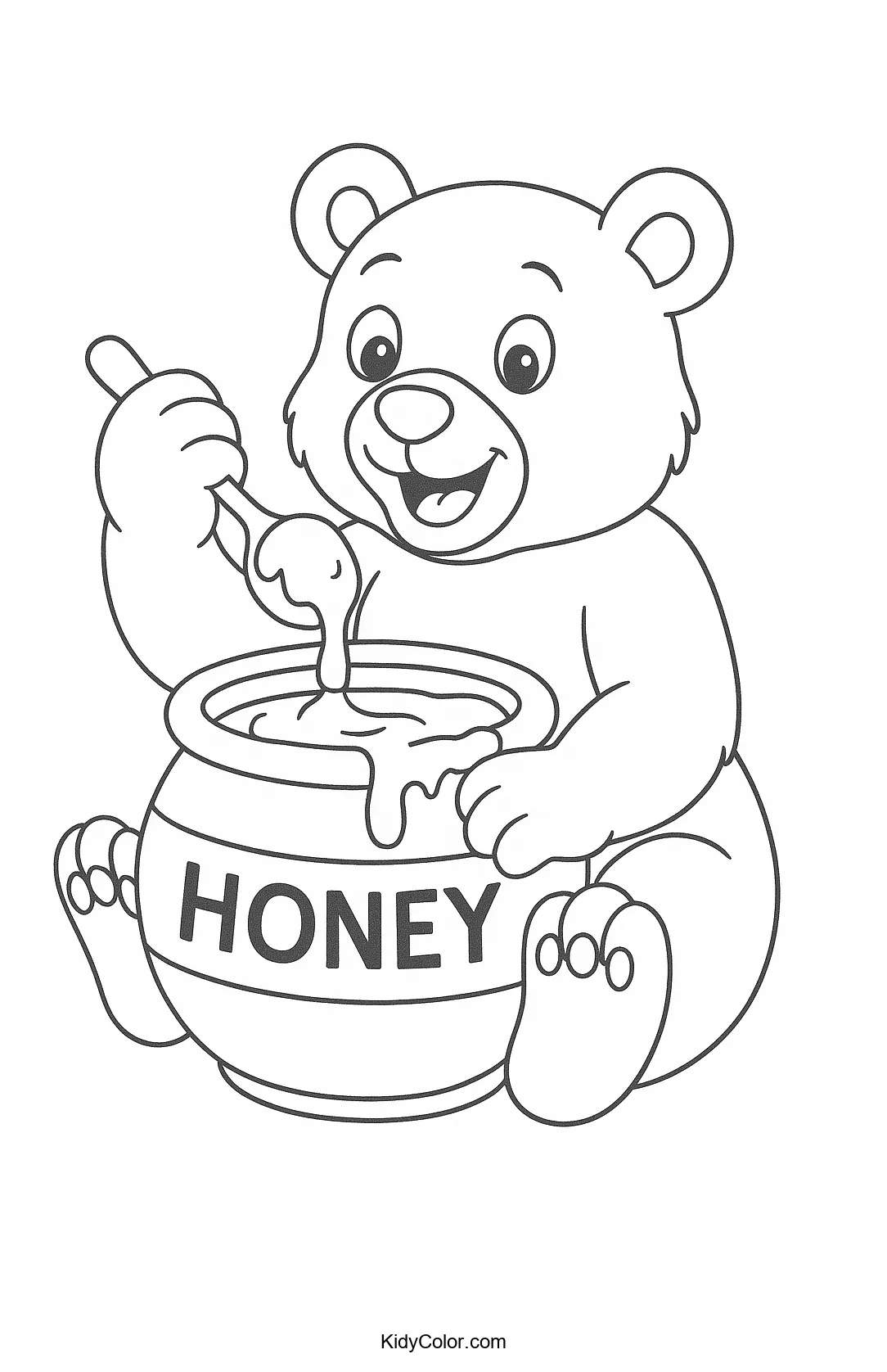 Bear eating honey coloring page