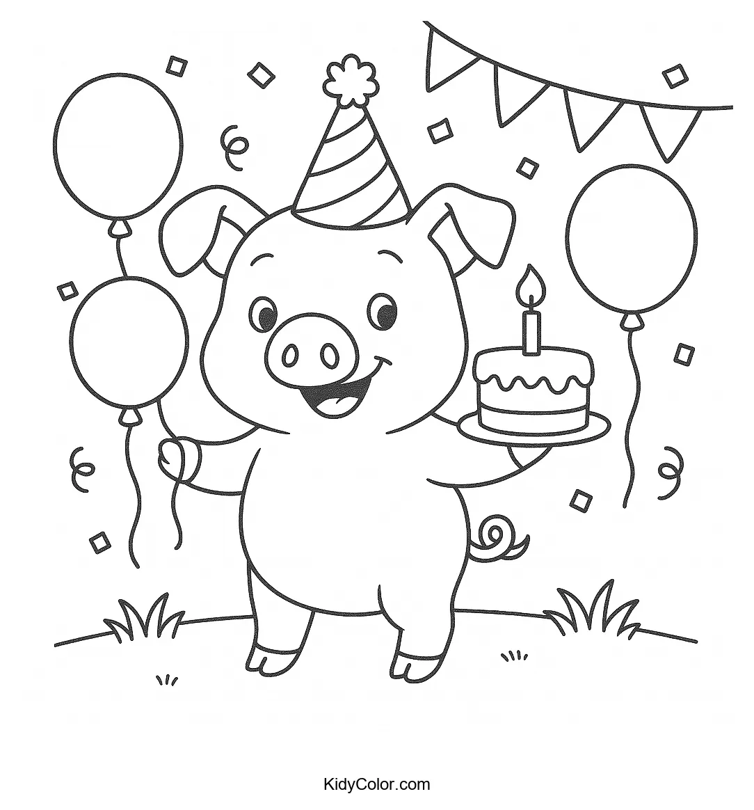 Pig having a birthday party