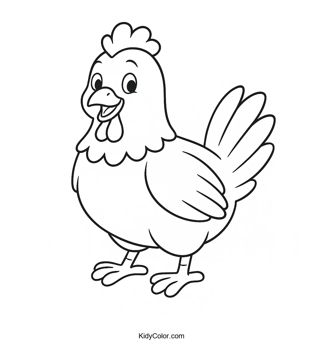 Cheerful cartoon chicken