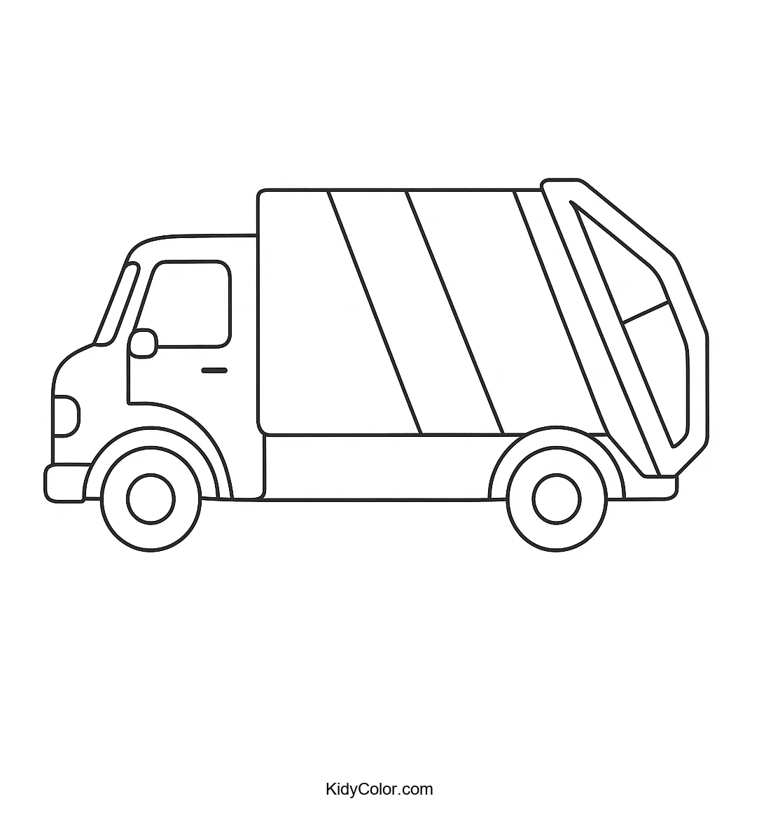 Cartoon-style garbage truck illustration