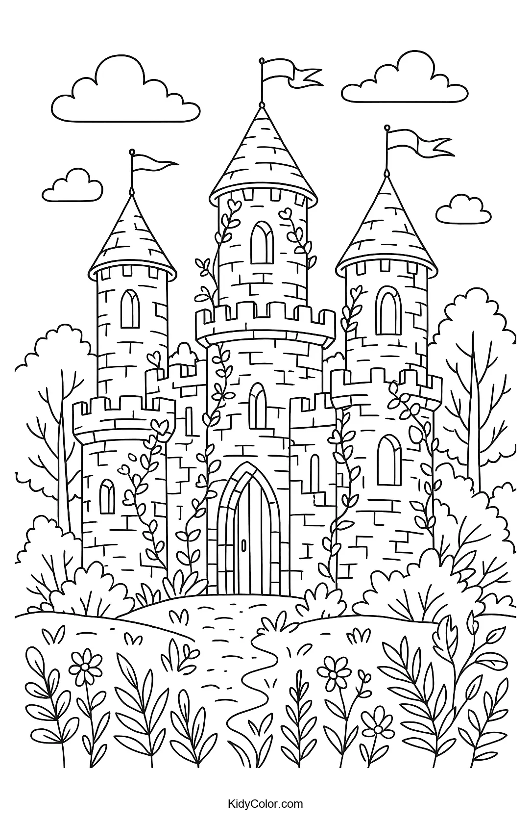 Castle surrounded by lush greenery