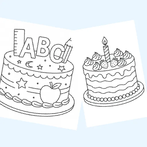 Free cakes coloring pages for kids
