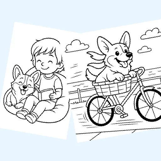 Free corgi coloring pages for kids