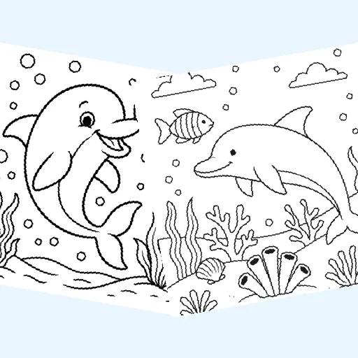 Free dolphins coloring pages for kids