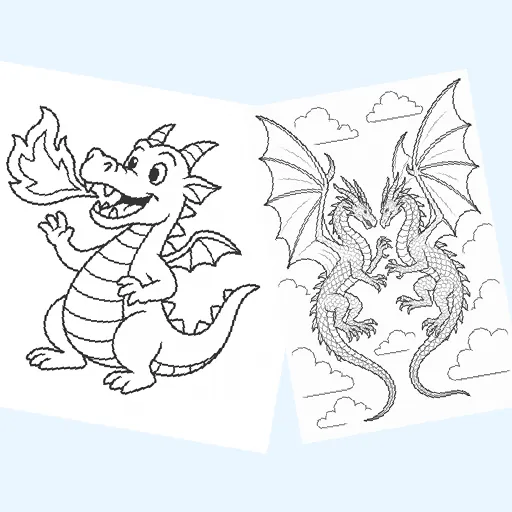 Free dragons coloring pages for kids
