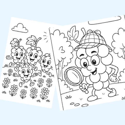 Free grapes coloring pages for kids