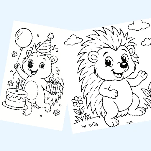 Free hedgehogs coloring pages for kids