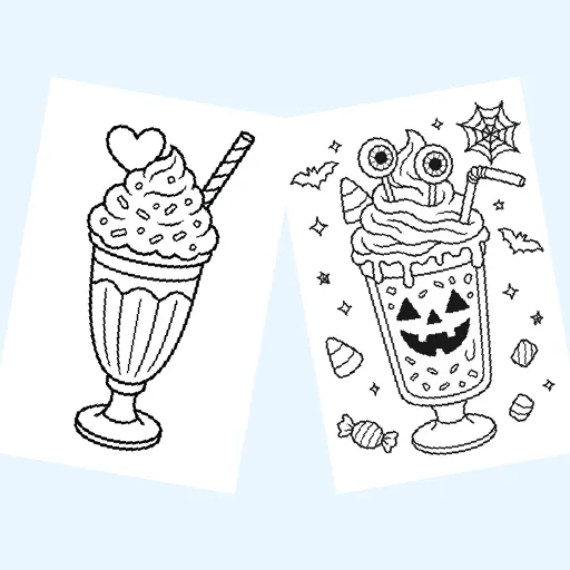 Free milkshakes coloring pages for kids