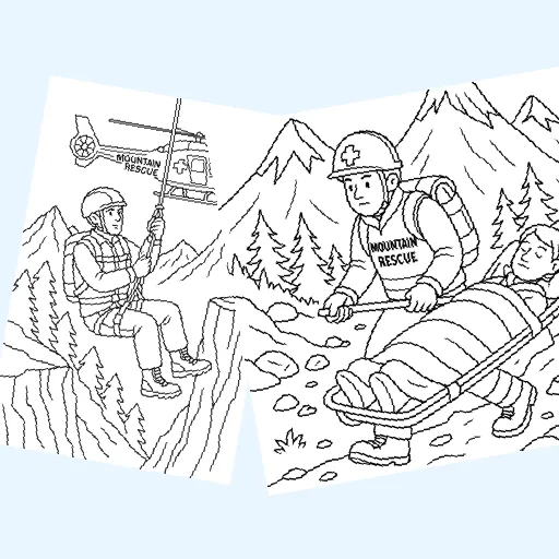 Free mountain rescue coloring pages for kids