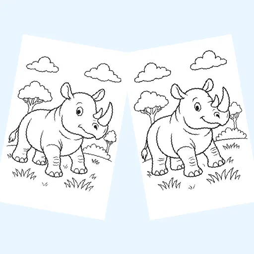 Free rhinos coloring pages for kids