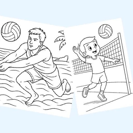 Free volleyball coloring pages for kids