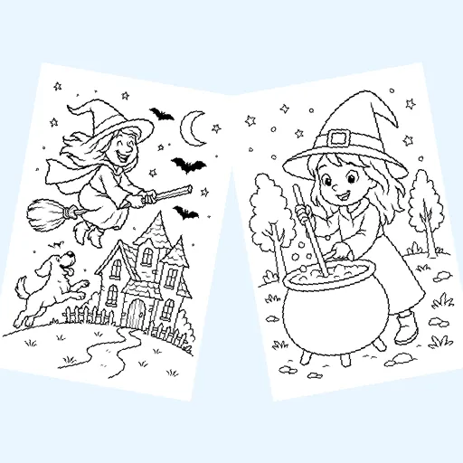 Free witches coloring pages for kids
