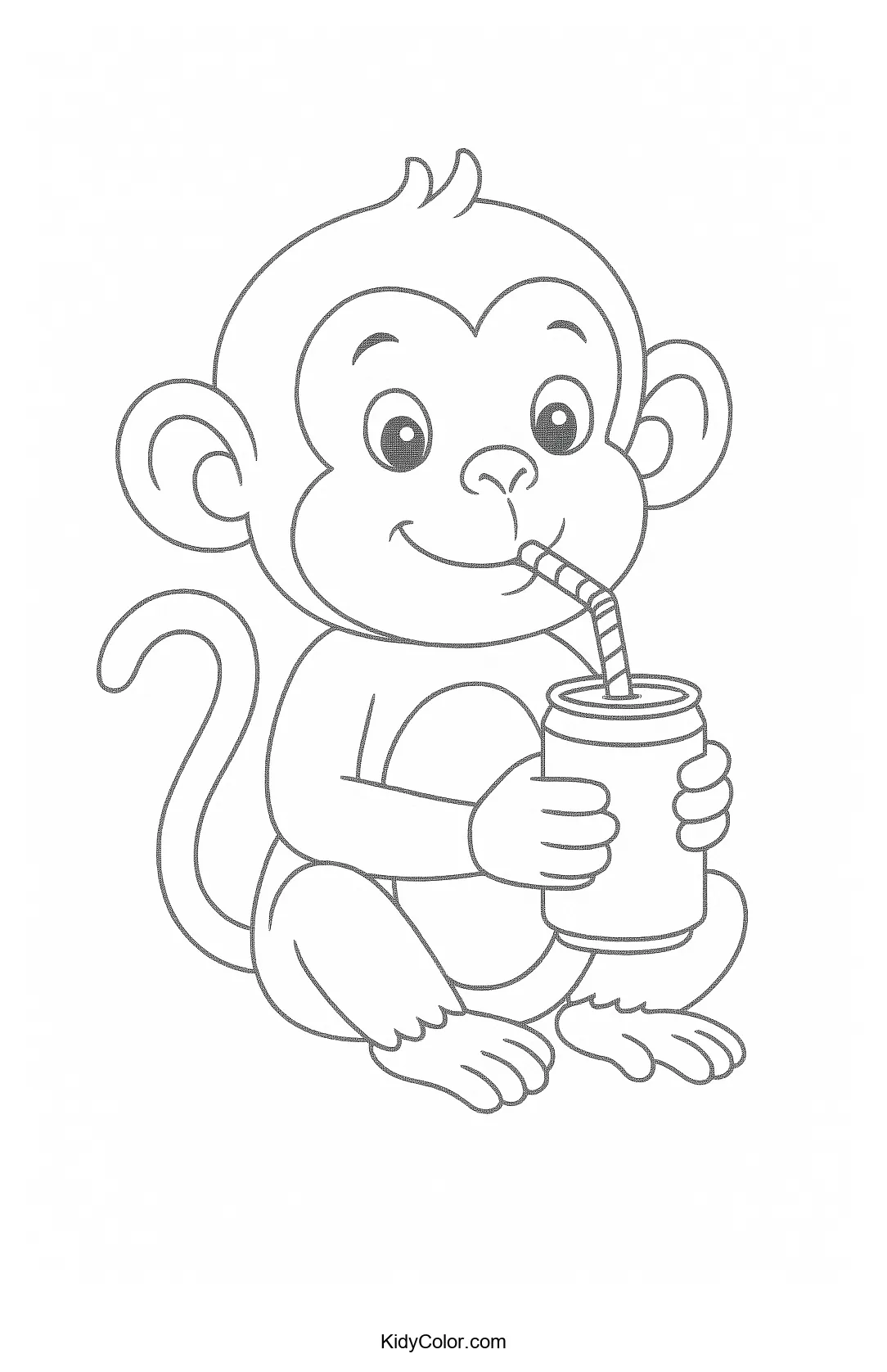 A cheerful monkey enjoying a drink