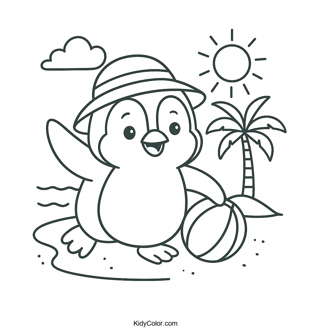 Cheerful penguin on the beach