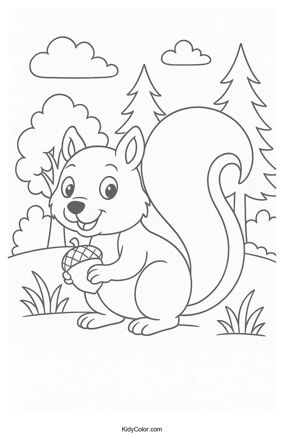Cheerful squirrel in the forest