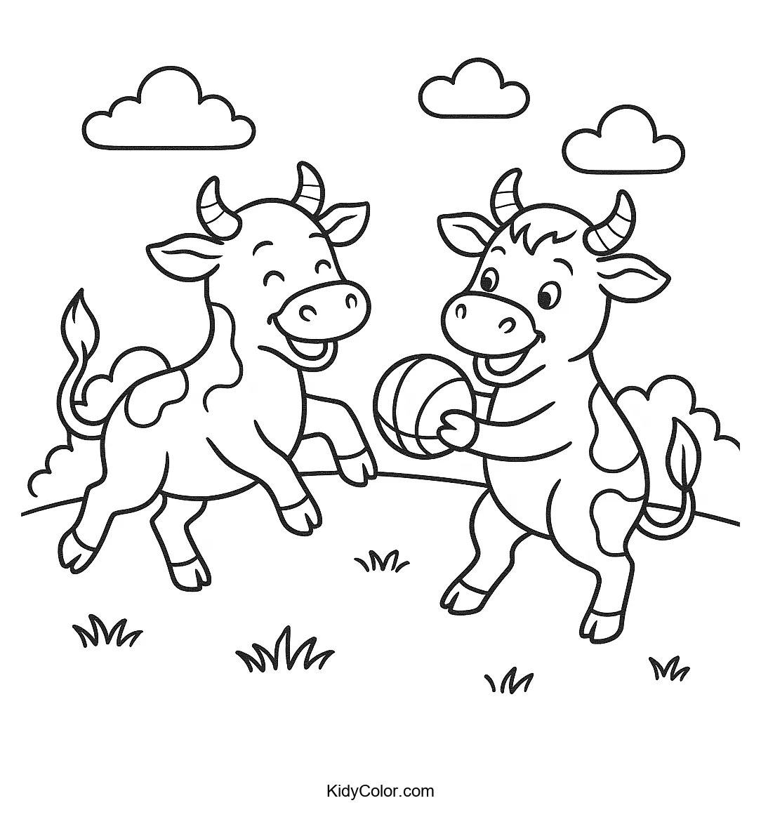 Cows playing in a field