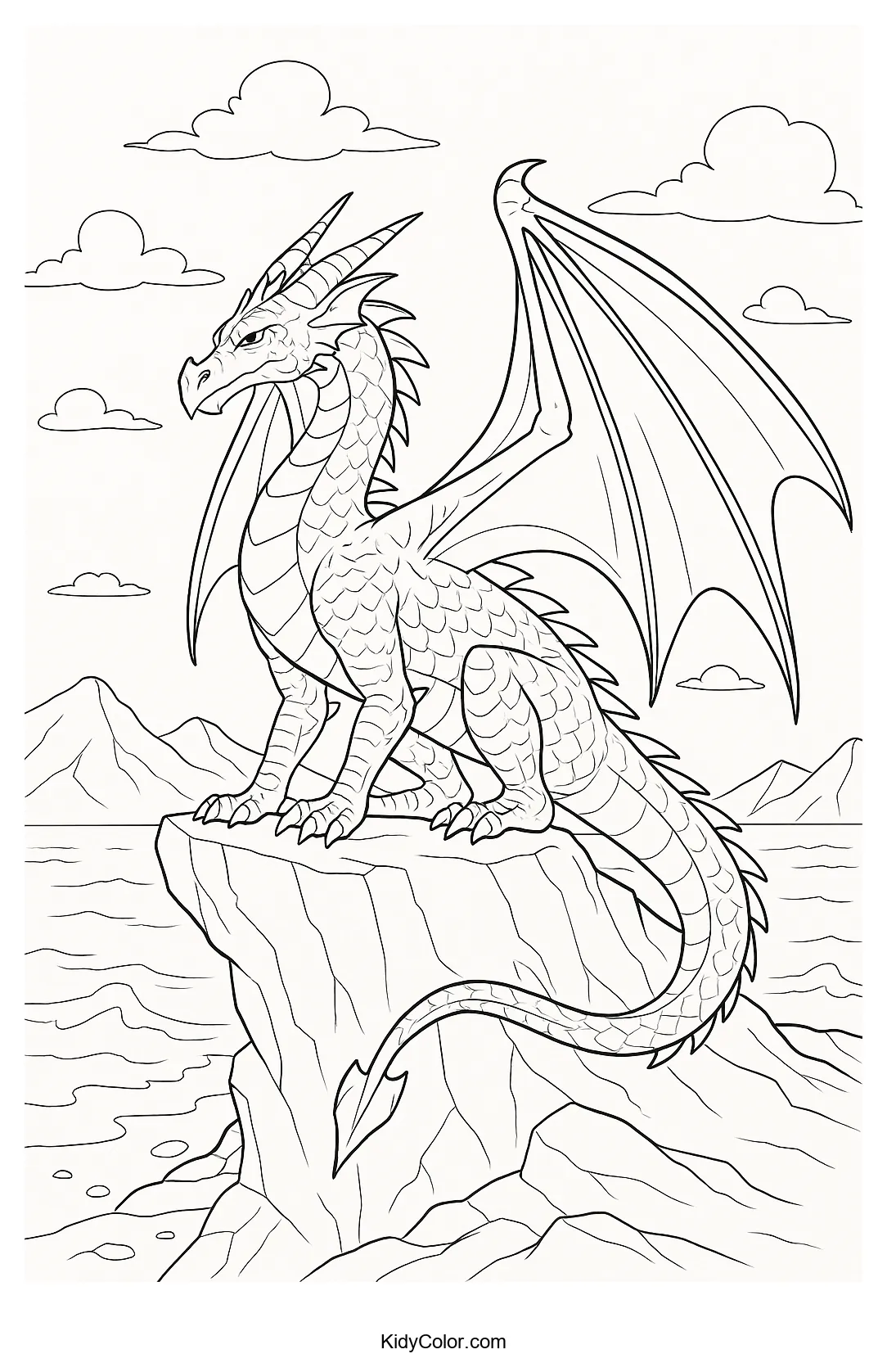Dragon on a rocky cliff