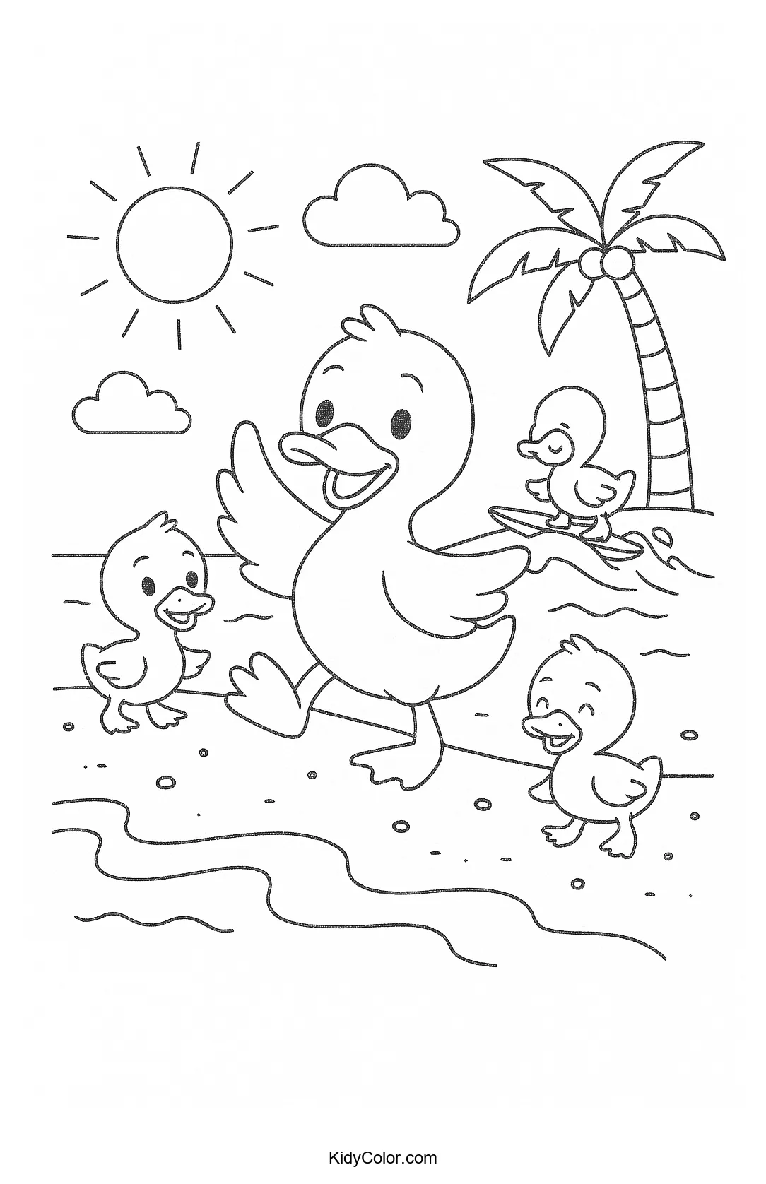 Ducks playing on the beach