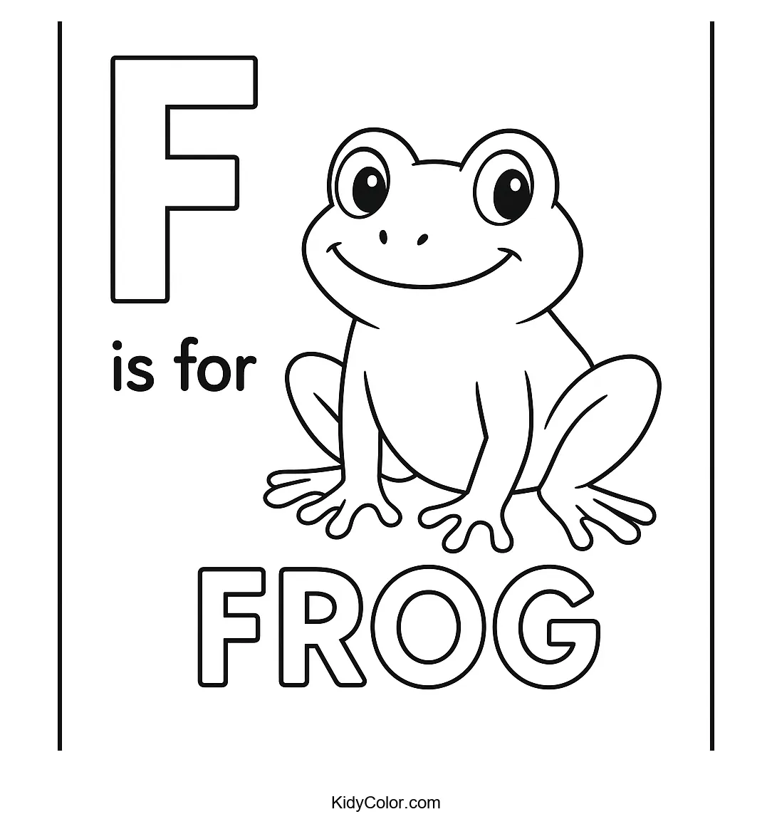 Frog coloring page with letter F