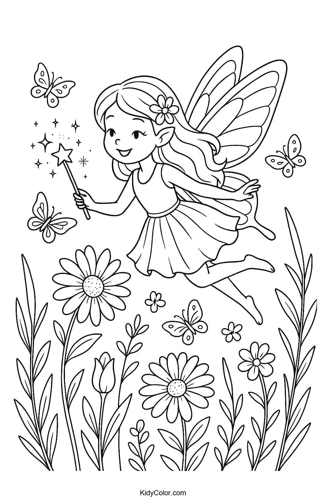 Fairy in a blooming garden