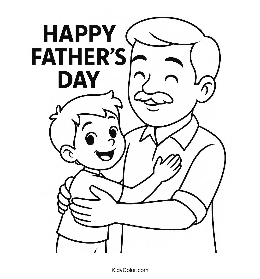 Father and son embrace illustration