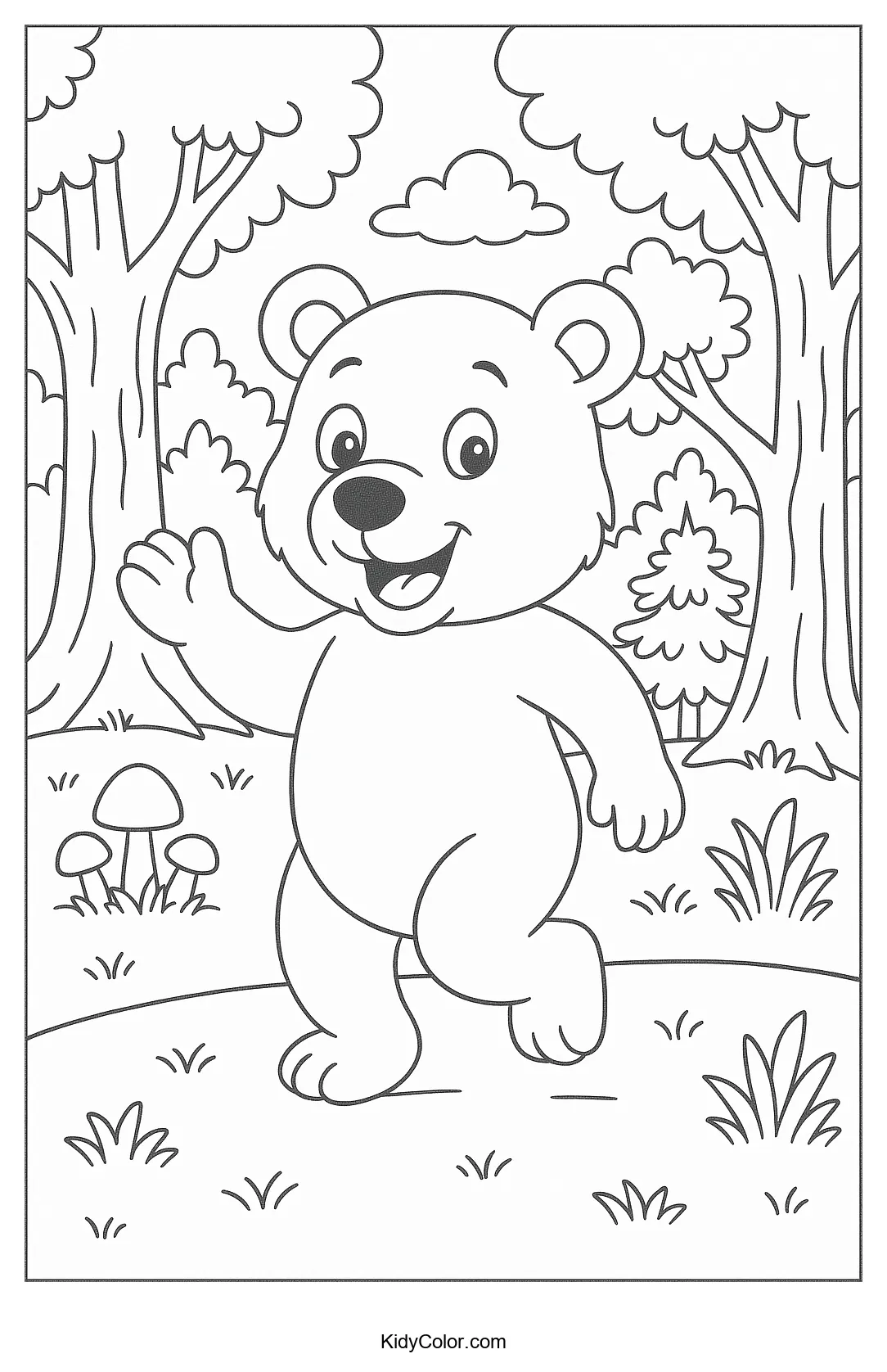Friendly bear in the forest