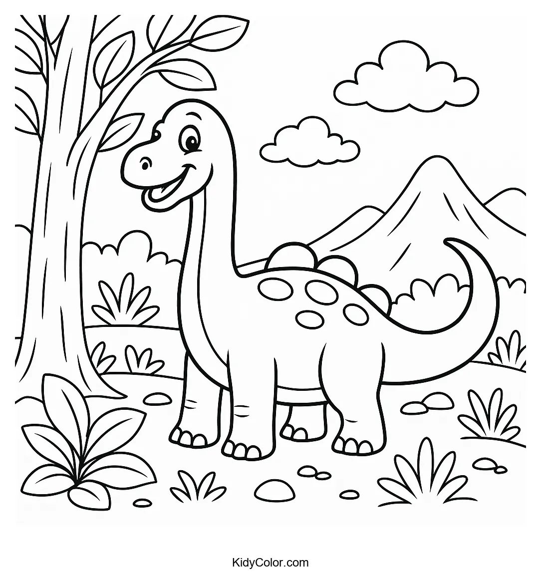 Friendly Brachiosaurus in a prehistoric landscape