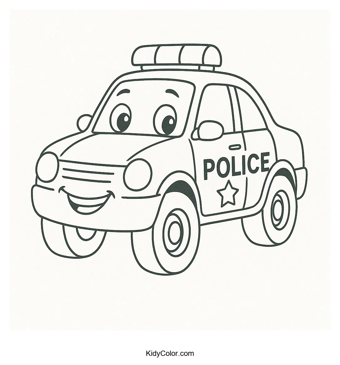 Friendly police car cartoon for coloring