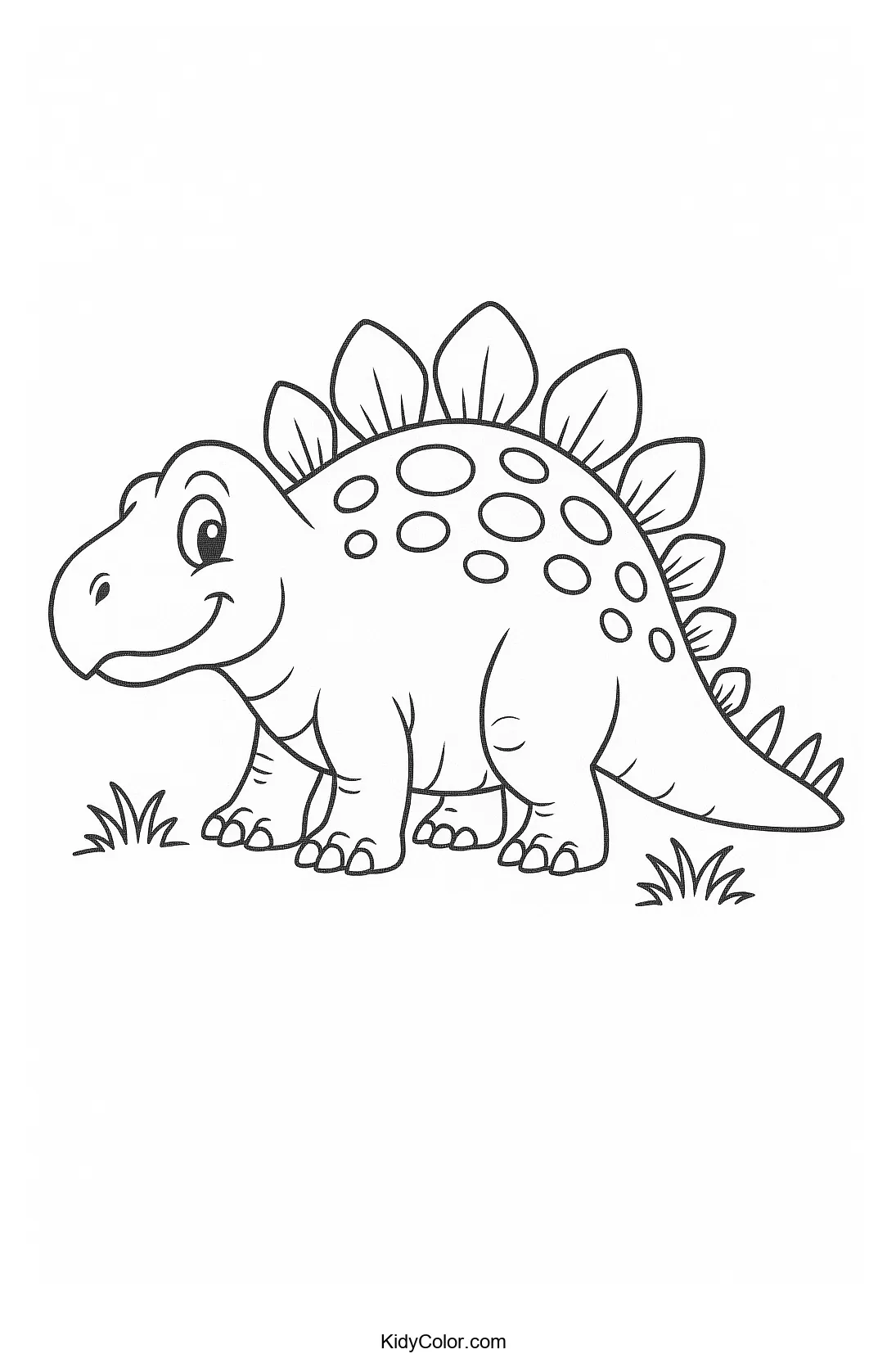 Sketch of a smiling Stegosaurus for coloring