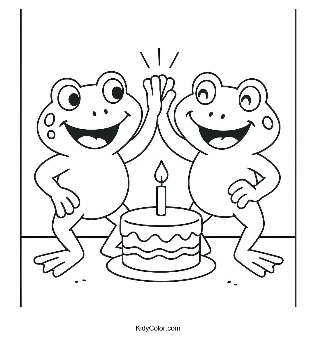 Frog high-fiving a friend