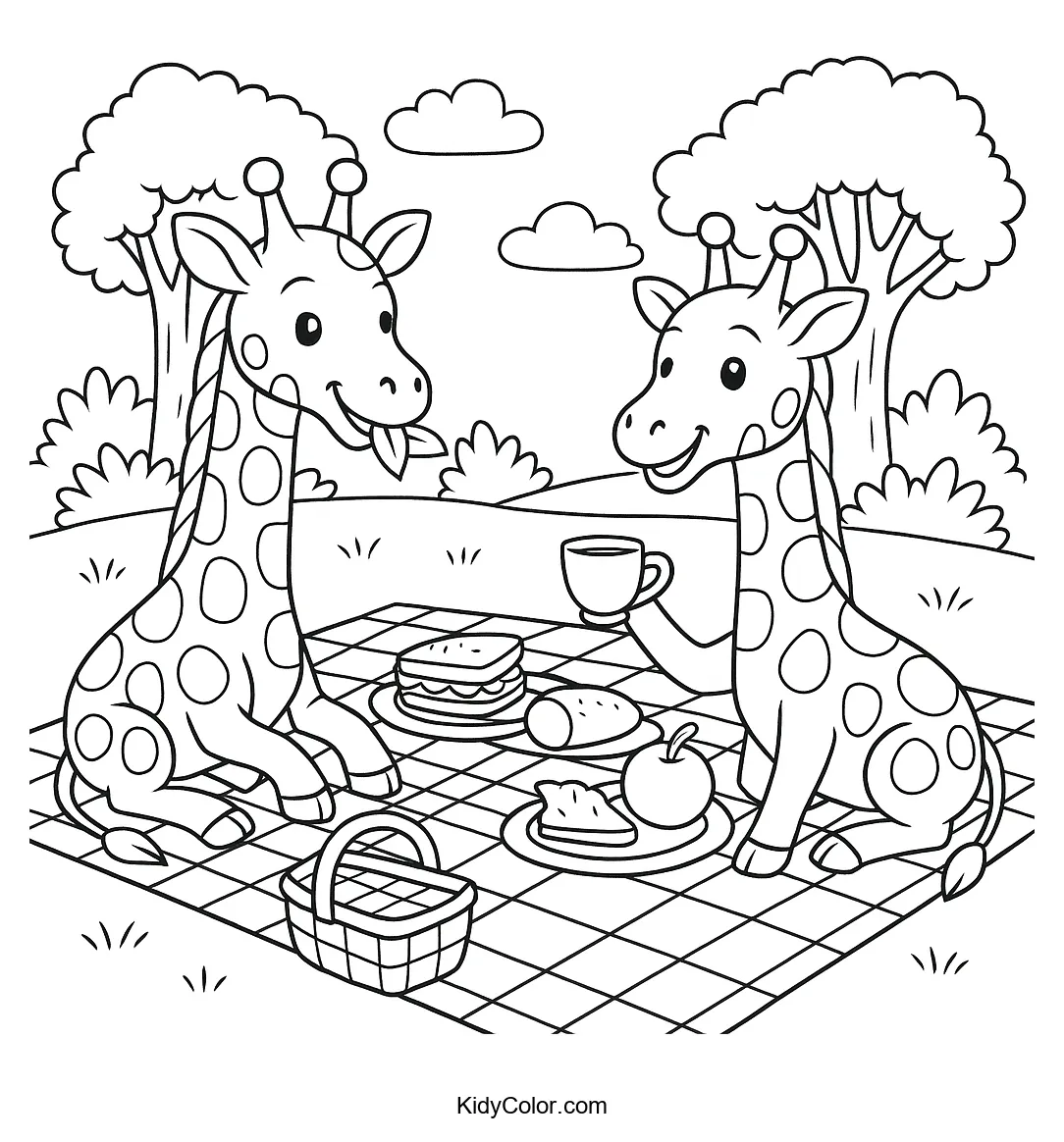 Giraffes having a picnic in nature