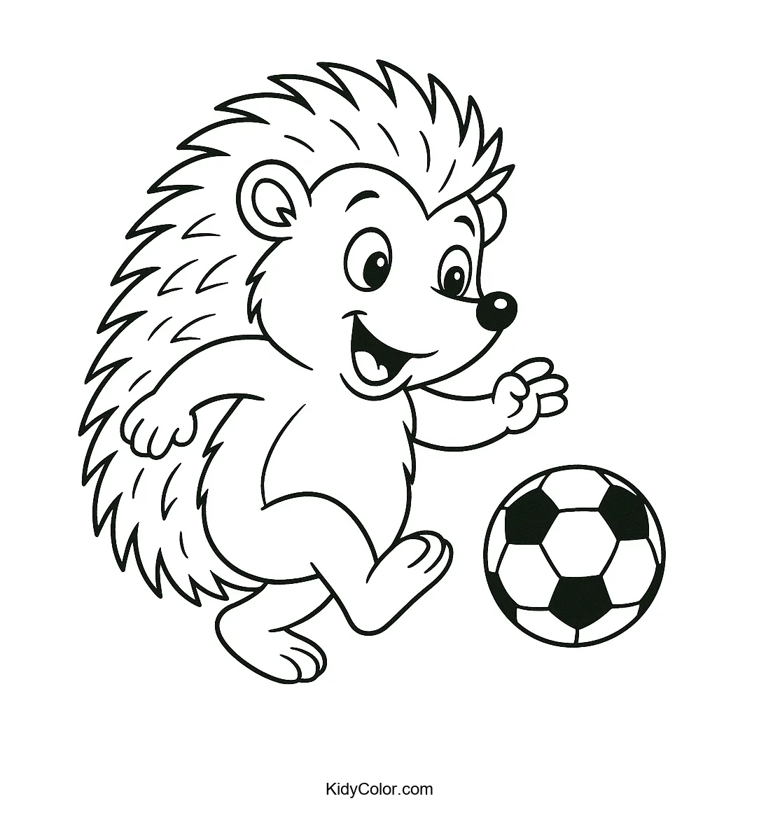 Hedgehog kicking a soccer ball