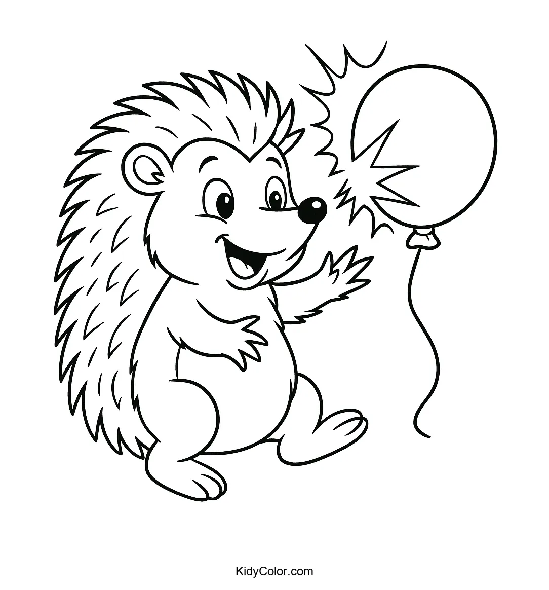 Hedgehog popping a balloon