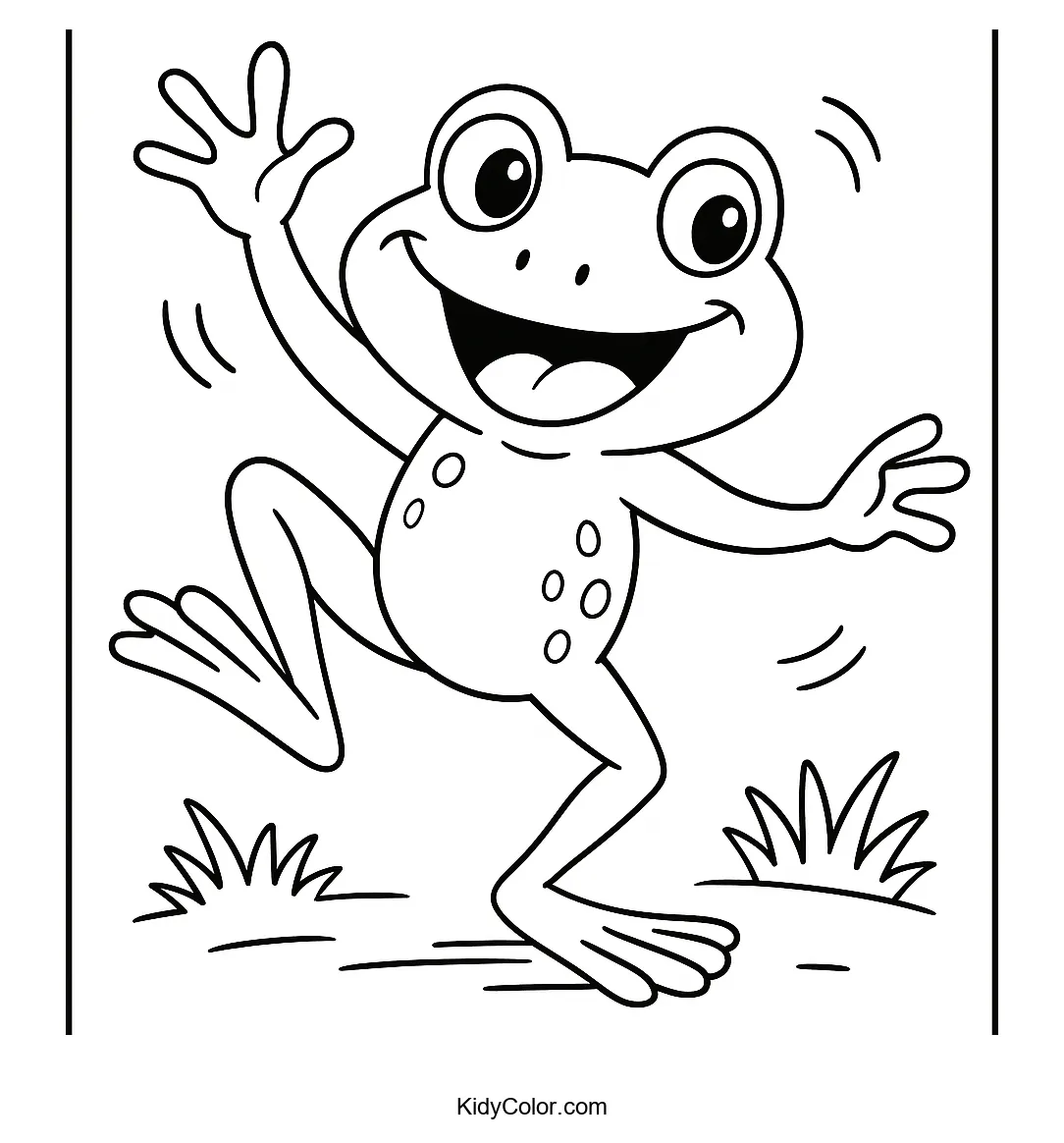 Joyful dancing frog coloring page
