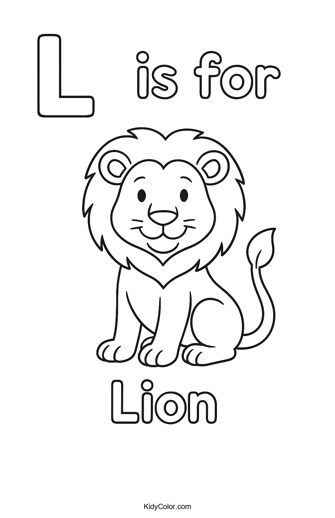 L is for Lion drawing for coloring