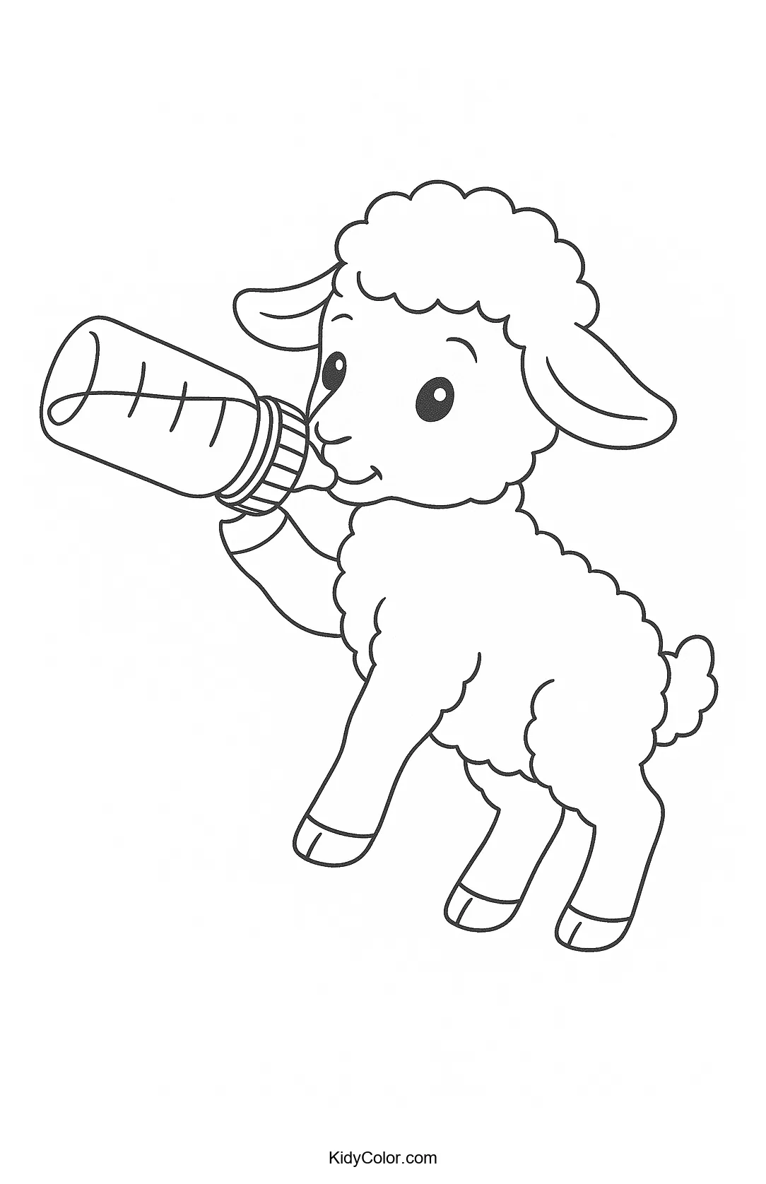 Lamb drinking from a bottle