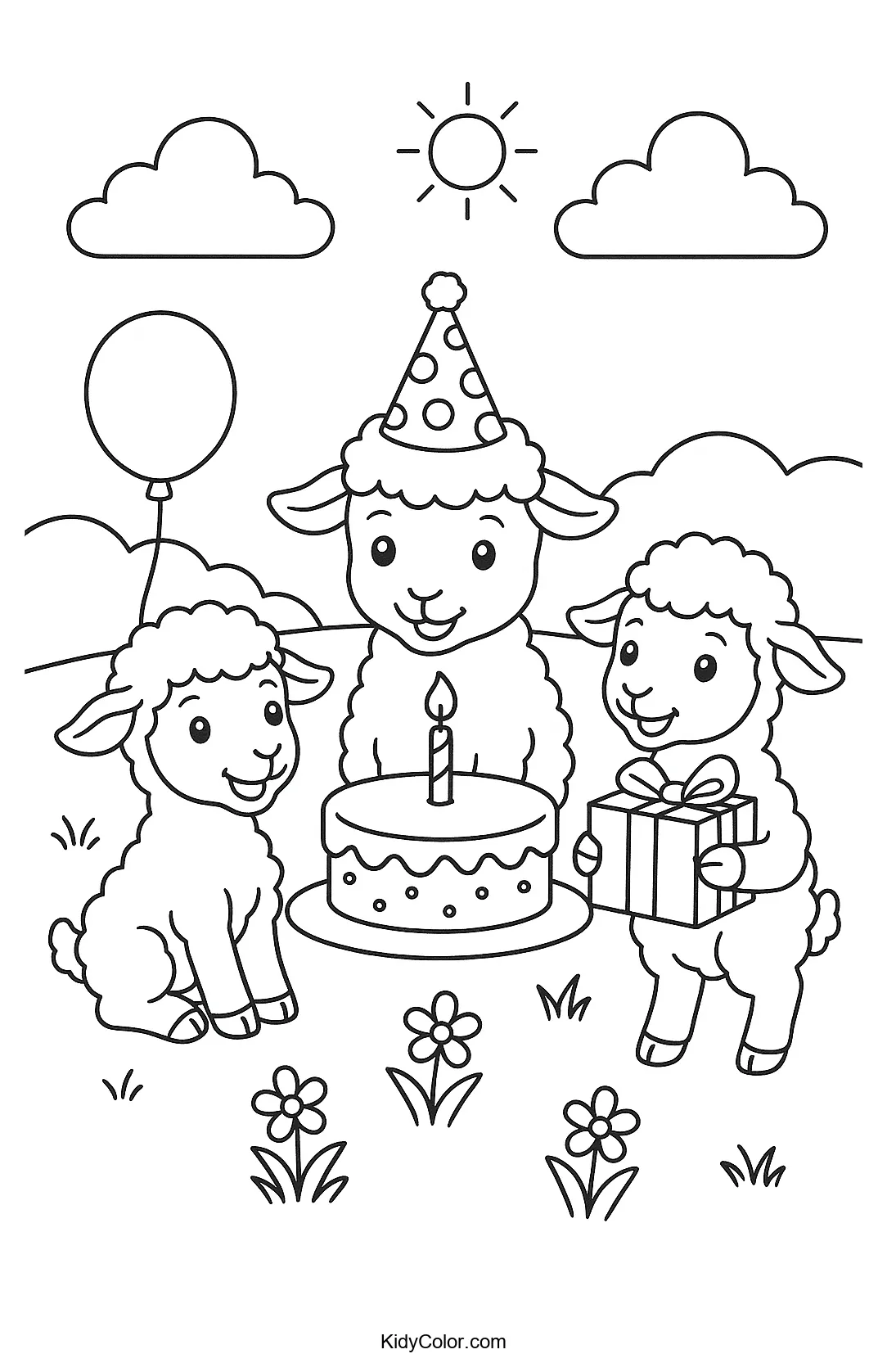 Lambs celebrating a birthday in the field