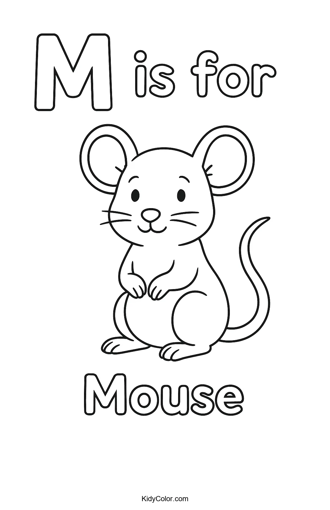 M is for Mouse coloring page