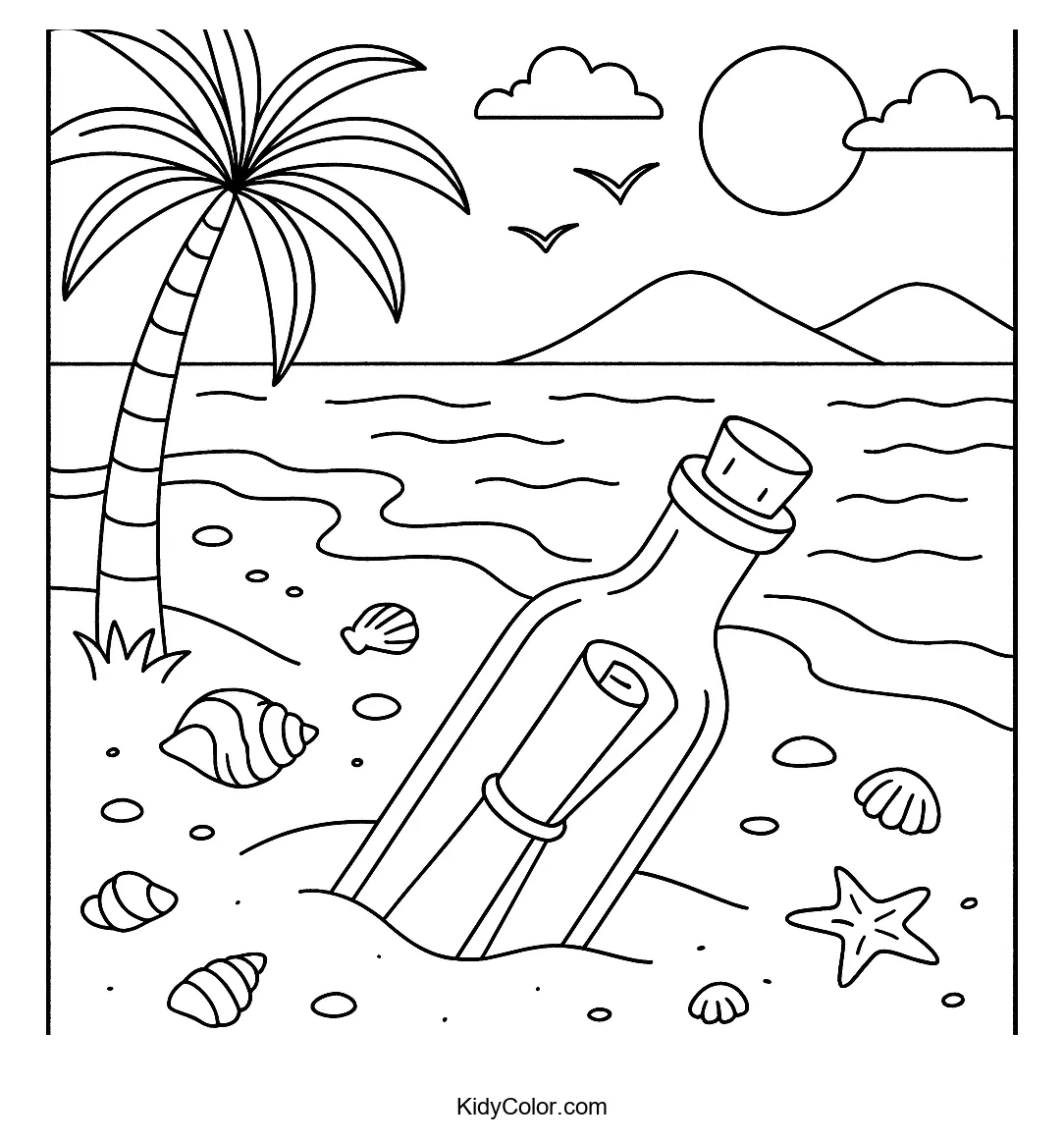 Message in a bottle on the shore