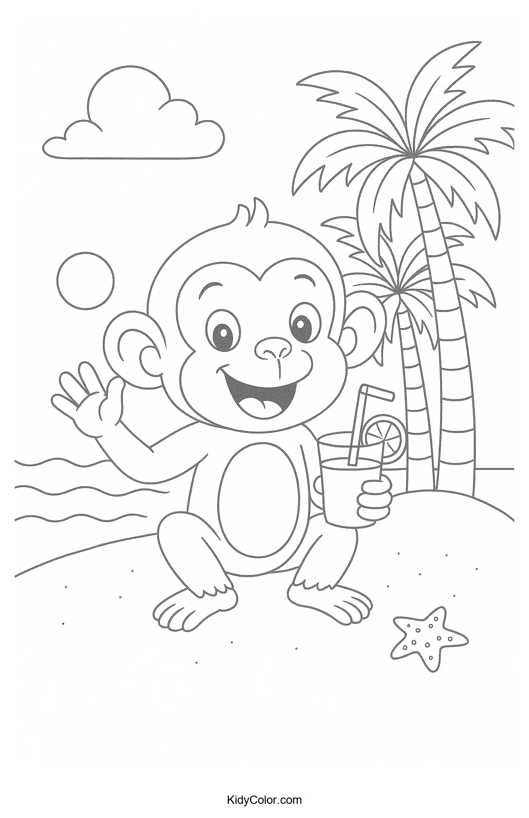 Monkey at the beach on a sunny day