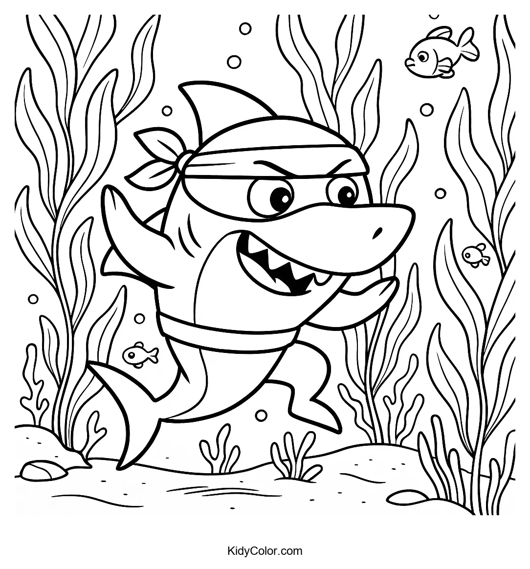 Ninja shark hiding on the ocean floor