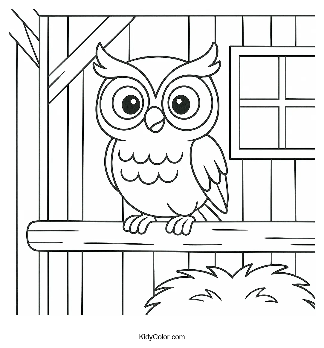 Owl perched in a barn