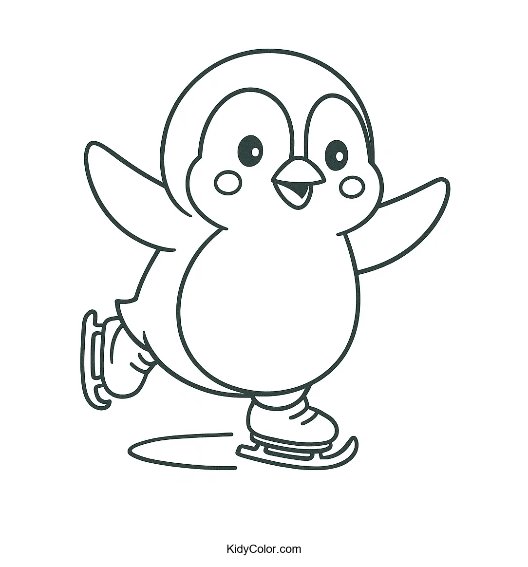 Penguin on ice skates coloring page