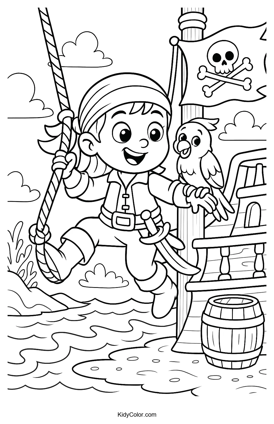 Pirate Girl Swinging To Adventure