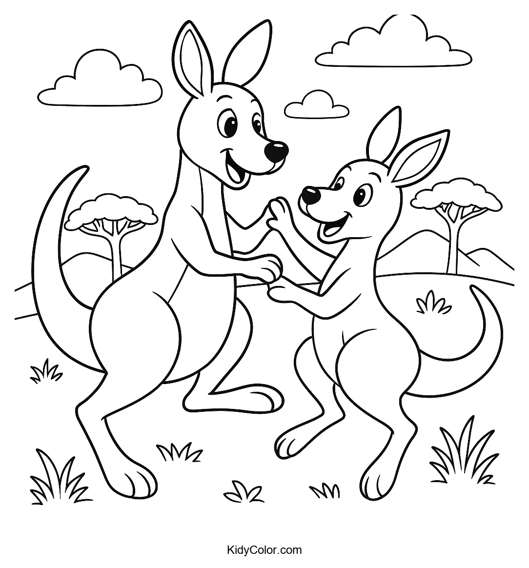 Kangaroos in an Australian landscape