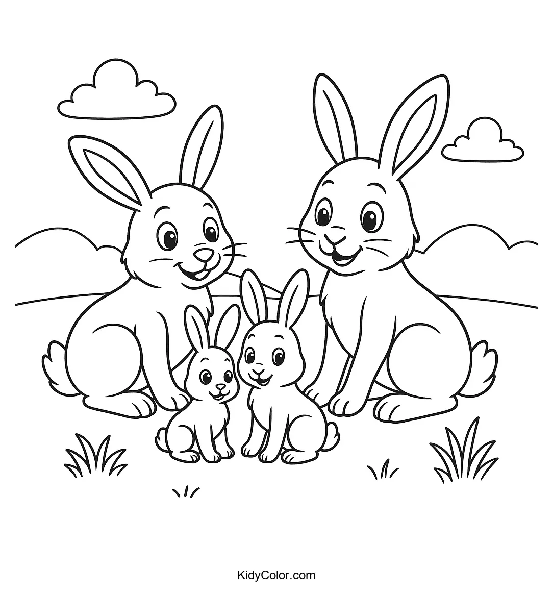 Rabbit family in the countryside