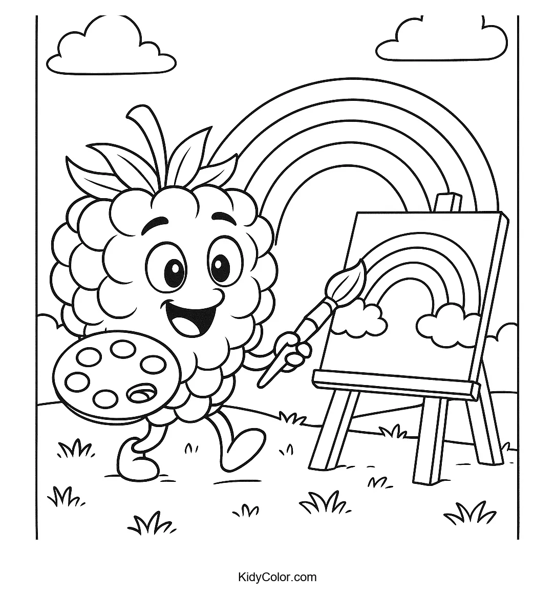 Raspberry artist painting a rainbow