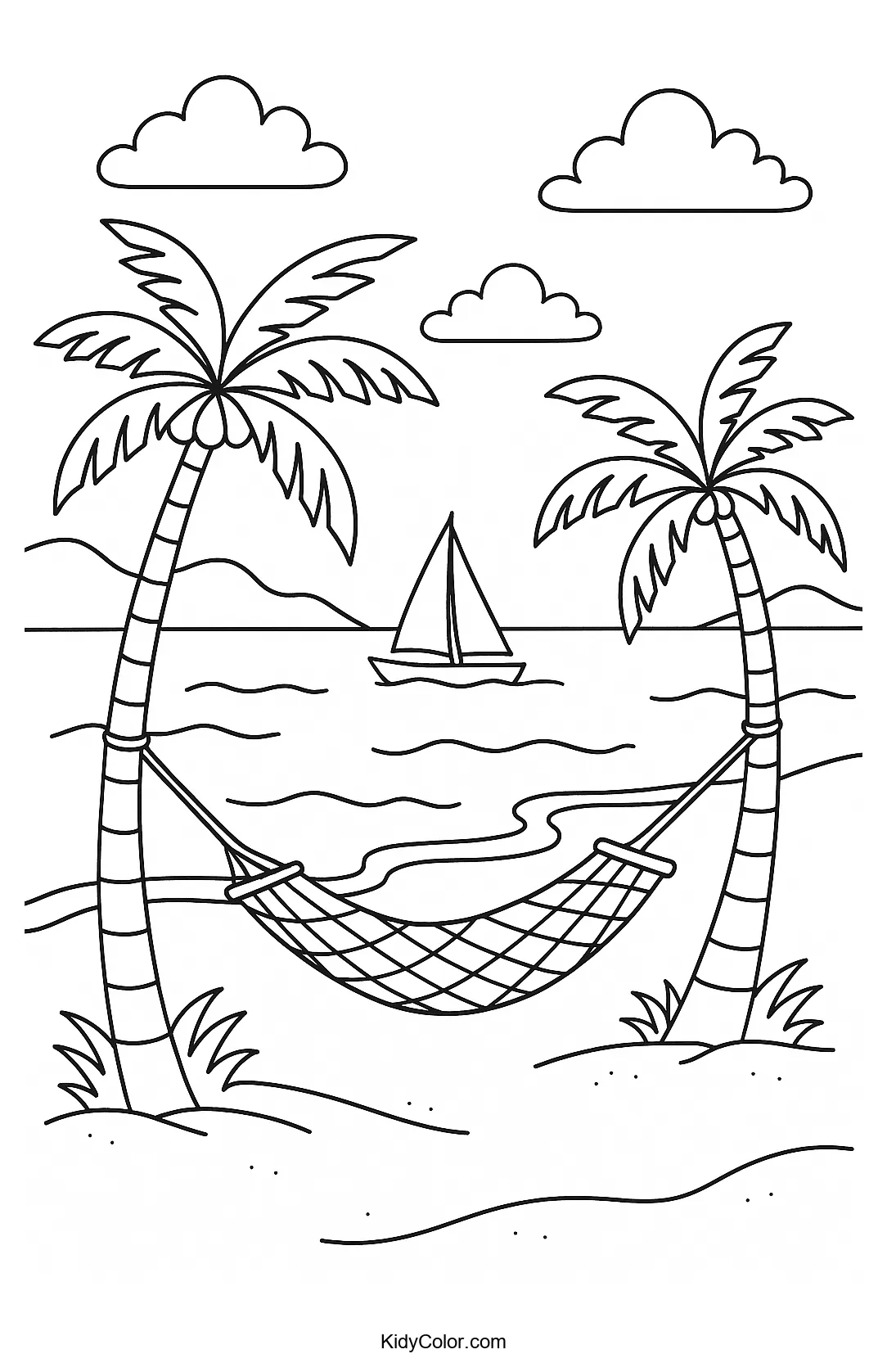 Relaxing beach escape drawing with sand and sea